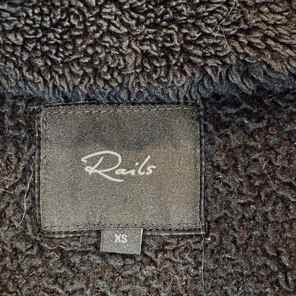 Rails Austin Black High Pile Fleece Full Zip Front Jacket XS Sherpa - Picture 11 of 11